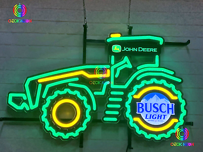 #ad New John Deere Farmer Tractor Busch Light LED Neon Sign Light Lamp With Dimmer $199.00