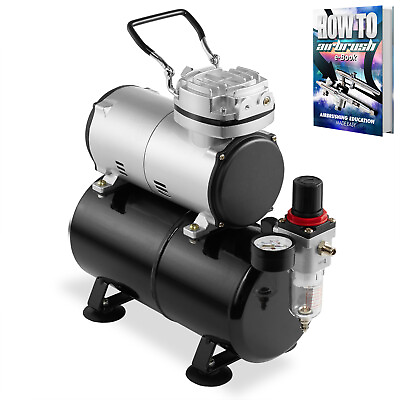 PointZero 1 5 HP Airbrush Compressor w Air Pump Tank Regulator Gauge Water Trap $74.99