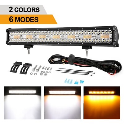 #ad AUXBEAM 20quot;INCH LED Light Bar Amberamp;White Offroad Truck Ford Dodge Light Bar 22quot; $89.99