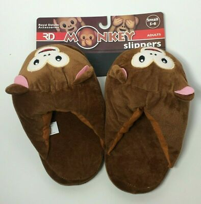 #ad Royal Deluxe Ny Brown Monkey Adult Slippers Size: Small 5 6 Free Shipping $14.51