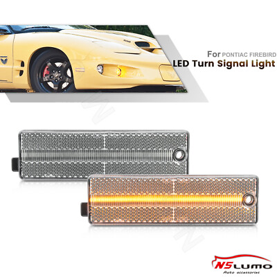 #ad 2x LED Clear Amber Bumper Front Side Marker Light For 1998 2002 Pontiac Firebird $29.59
