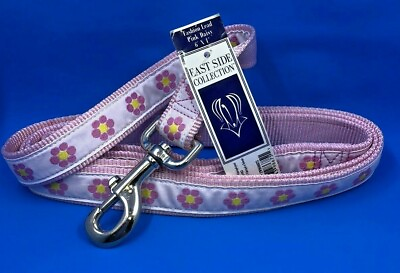 #ad EAST SIDE COLLECTION PINK amp; WHITE WITH FLOWERS DOG LEASH $6.99
