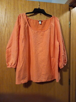 #ad Ava amp; Viv Long Puffed Sleeve orange top Blouse sz 2X AND 3X Avail NEW NO TAGS $12.99