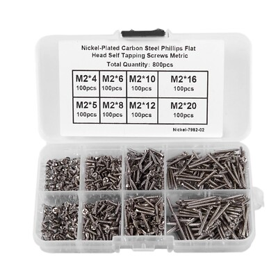 #ad 800Pcs Stainless Steel Self Tapping Assortment Lock Nut Wood Thread Nail Screw $9.36