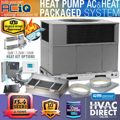 #ad 2 Ton 13.4 SEER2 ACiQ Ducted Central Air Heat Pump Package Unit AC System Kit $3795.00