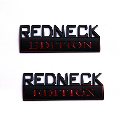 #ad 2x OEM REDNECK EDITION CAR EMBLEM Badge 3D for fits F 150 F100 F350 Black Red F $10.53