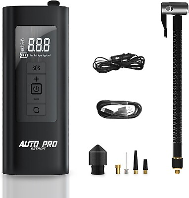 #ad Tire Inflator Portable Compressor Auto Pump Digital Gauge Repair Kit $49.99