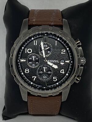 #ad Fossil Dean FS4721 Men#x27;s Brown Leather Analog Dial Quartz Genuine Watch OP785 $39.99