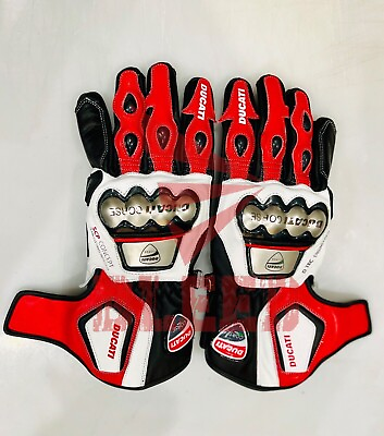 #ad Ducati Corse Men Motorcycle Leather Racing Gloves Motorbike Riding Gloves $89.99