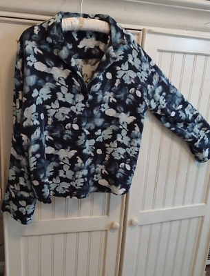 #ad NWOT The Limited Blues print Split neck Popover light weight no wrinkle XL $11.89