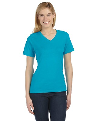 #ad #ad Bella Women#x27;s Missy Fit Relaxed Jersey Short Sleeve V Neck T Shirt M 6405 $7.74