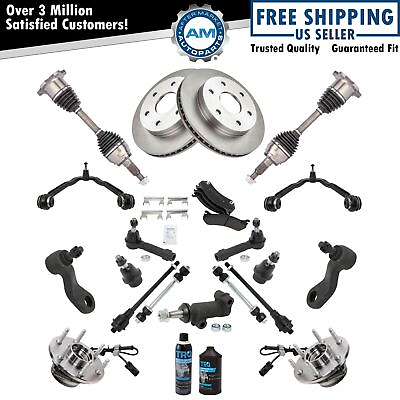 #ad 22pc Steering Suspension Brake Kit Control Arms Tie Rods Axles Pads amp; Rotors $634.28
