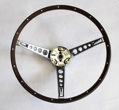 #ad New 1967 Ford Mustang Deluxe Wood Steering Wheel Original Style with Ring Collar $374.95