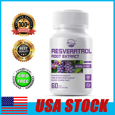 #ad 60Pcs Resveratrol Capsules Anti Aging Antioxidants Brain Support Radiant Skin $11.59