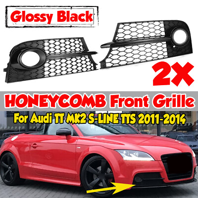 #ad Pair Car Front Bumper Fog Light Grill Honeycomb Style Fit AUDI TTS MK2 2011 2014 $67.19