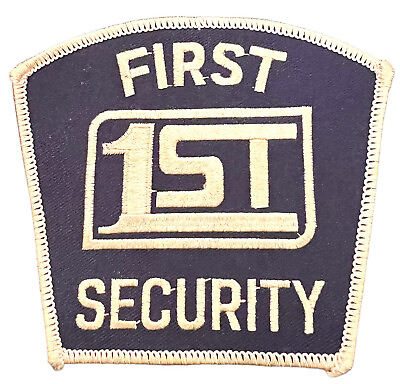 #ad PATCH FIRST 1ST SECURITY Embroidered Navy with beige Iron On Or Sew On New NICE $4.95
