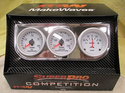 #ad Automotive Competition oil amp temp 3 gauge kit 5055 Make Waves Super Pro $56.00