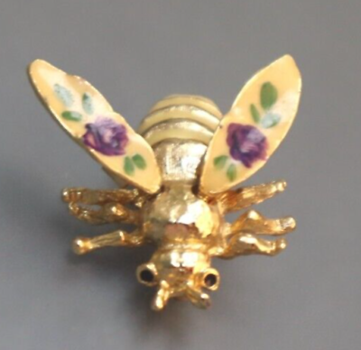 #ad Vintage Bee Trembler brooch Enamel Flower Wings en Tremblant Pin $39.99