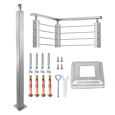 #ad Cable Railing Post Deck Railing kit 304 Stainless Steel 36quot;x2quot;x2quot; DIY Holes Free $36.96