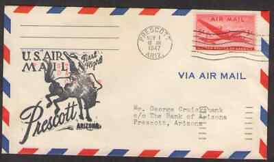 #ad US. C32. Prescott AR to Los Angeles CA. Air First Flight. Nov 1. 1947 $4.98