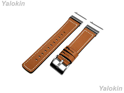 #ad Brown Stitched Leather Band for 24mm 25mm Width Watches Quick Release Adapters $21.99