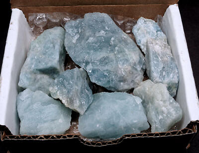 #ad Aquamarine 1 2 Lb Box Natural Sky Blue Crystals 1st Quality Gemstone Specimens $18.71