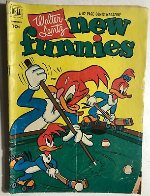 #ad WALTER LANTZ NEW FUNNIES #187 1952 Dell Comics billiards cover VG $12.99
