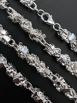 #ad Mens HEAVY Real Solid 925 Sterling Silver Nugget Link Chain Necklace 8mm 18 30quot; $507.58
