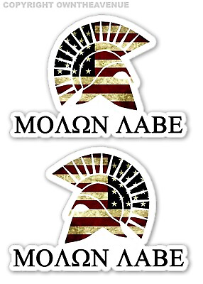 #ad x2 Molon Labe USA American Flag Tattered Distressed Left Right Sticker Decals 4quot; $4.99