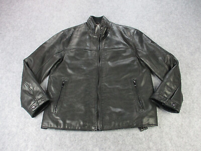 #ad Marc New York Leather Jacket Mens Medium Black Andrew Lambskin Lined Full Zip $99.96