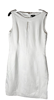 #ad Tahari ASL Dress Womens 16 Cream Shimmer Metallic Sheath Keyhole Sleeveless $34.00