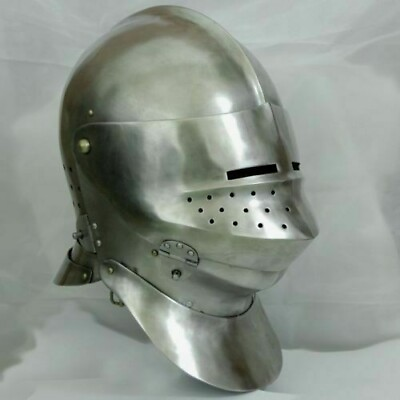 #ad Medieval Knight Tournament Close Armor Helmet Replica 18 Gauge Perfect Helm $159.00