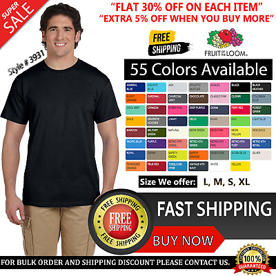 #ad Fruit Of The Loom Men#x27;s T Shirt Casual Blank HD Cotton Crew Plain T Shirt 3931 $7.36