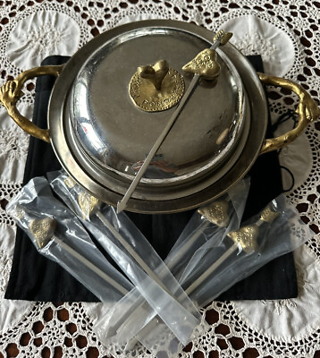 #ad Michael Aram Fondue Bowl With Forks Rare Beautiful Heart Hand Details Fond Ofyou $350.00