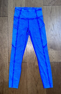 #ad Lululemon 4 Fast Free Tight High Rise 25quot; Ice Dye Ice Wash Cerulean Blue $44.99