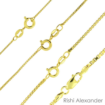 #ad #ad 925 Sterling Silver Gold Plated Box Chain Necklace All Sizes $30.99