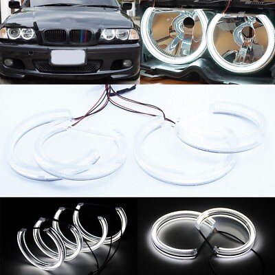 #ad For BMW E46 Non projector Headlight Crystal LED Angel Eyes Halo Ring 131mm146mm $48.99