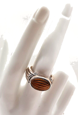 #ad Whitney Kelly Sterling Silver Cabochon Tigers Eye Ring Size 7.5 #895 $42.95