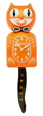 #ad Limited Edition Orange Kit Cat Klock Swarovski Bow Crystals Jeweled Clock $154.95