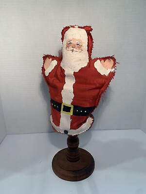 #ad Primitive Santa Handmade Old World Red ￼ Cloth Antique Sewing Spool Christmas $10.00