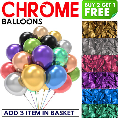 #ad 10 50 CHROME BALLOONS METALLIC LATEX PEARL 10quot; Helium Air Wedding Birthday Party GBP 10.99