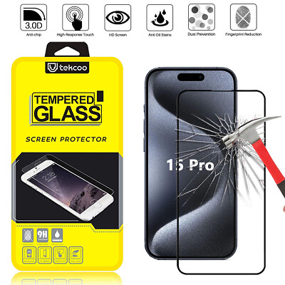 #ad For iPhone 15 Pro Max 15 Plus 15 Pro Tempered Glass Screen Protector Phone Cover $6.89