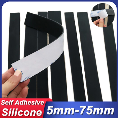 #ad Self Adhesive Silicone Rubber Seal Strip Pads Gasket Width 5 75mm Thick 0.5 6mm $3.45