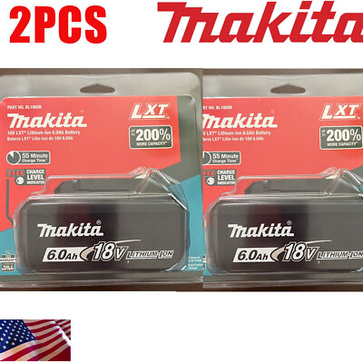 2PACK Makita 18V Lithium Ion 6.0Ah Battery BL1860B $111.78