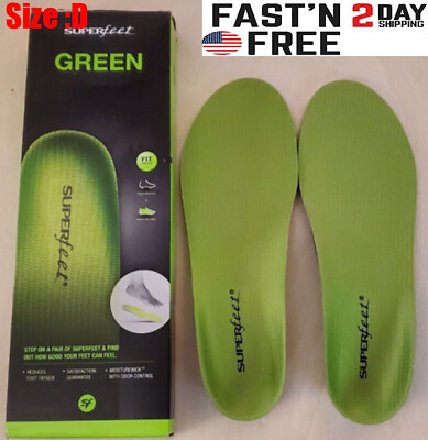#ad Superfeet Green Insoles Size D Mens 7.5 9 Womens 8.5 10 NEW $22.99