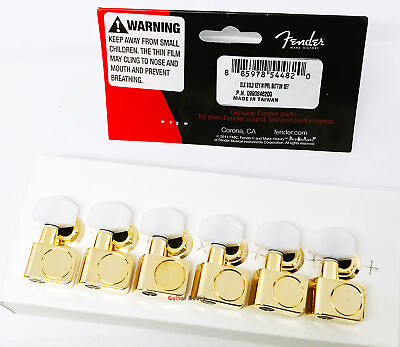 #ad Genuine Fender DELUXE Strat Tele Gold Tuners Pearloid Buttons Tuning Machines $51.45