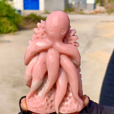 #ad 251G Natural Pink opal crystal hand carved octopus sculpture cure $126.00