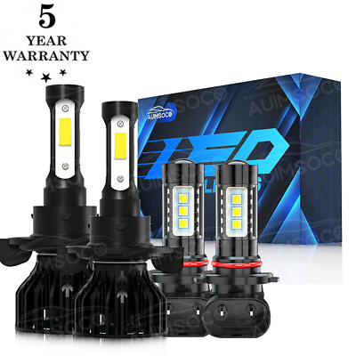 #ad H13 H10 4 Sides LED Headlight High Low Fog bulbs bright white combo kits 4pcs $39.99