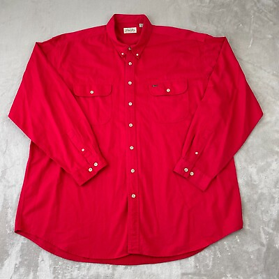 #ad Vintage St Johns Bay Shirt Men 3XLT Tall Red Dual Pockets WorkShirt NWOT $39.43
