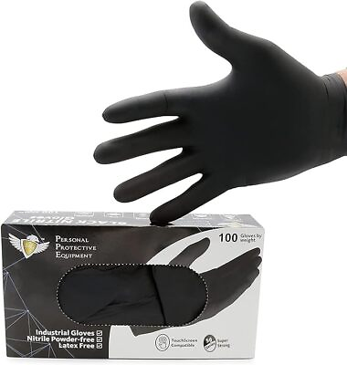 #ad Samp;G Black Nitrile Gloves Latex Powder Free 5 Mil 2x100pcs 1000pcs M L XL $69.99